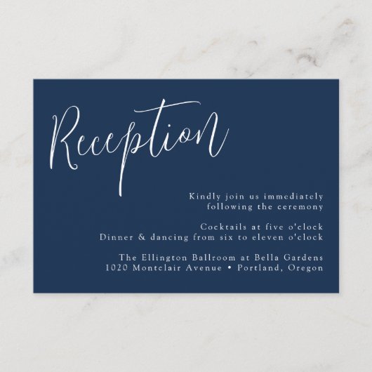 Carte D'accompagnement Réception De Mariage De Marine Simple Script (Devant)