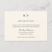 Carte D'accompagnement Réception de mariage de Monogramme noir & écrin (Devant)