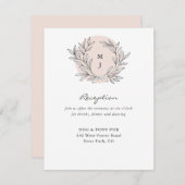 Carte D'accompagnement Réception de mariage de Monogramme rustique rousse (Devant / Derrière)