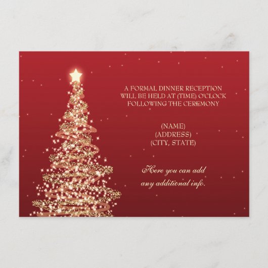 Carte D'accompagnement Réception de mariage de Noël Rouge Or (Devant)