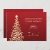 Carte D'accompagnement Réception de mariage de Noël Rouge Or (Devant / Derrière)