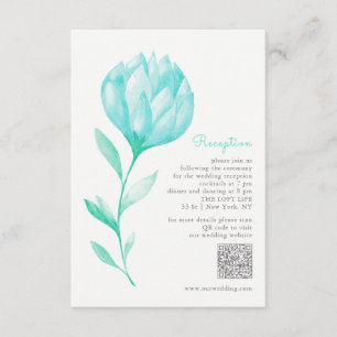 Carte D'accompagnement Réception de mariage des pivoines turquoises
