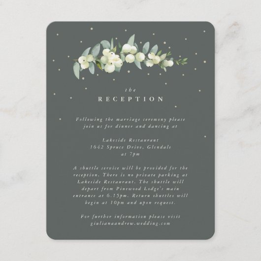 Carte D'accompagnement Réception de mariage des tiges de canneberge verte (Devant)