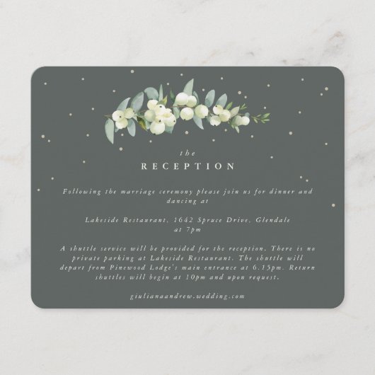 Carte D'accompagnement Réception de mariage des tiges de canneberge verte (Devant)