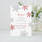 Carte D'accompagnement Réception de mariage d'hiver flocon de neige argen (Debout devant)
