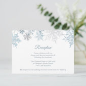 Carte D'accompagnement Réception de mariage d'hiver Silver Blue Snowflake (Debout devant)