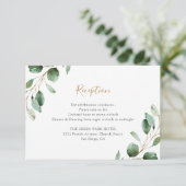 Carte D'accompagnement Réception de mariage Elegant Greenery Eucalyptus (Debout devant)