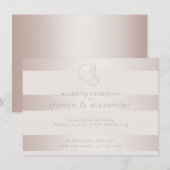 Carte D'accompagnement Réception de mariage | Élégant Moderne Nacré Rose (Devant / Derrière)