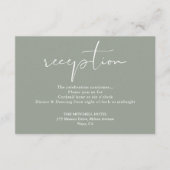 Carte D'accompagnement Réception de mariage élégant script vert sauge (Devant)
