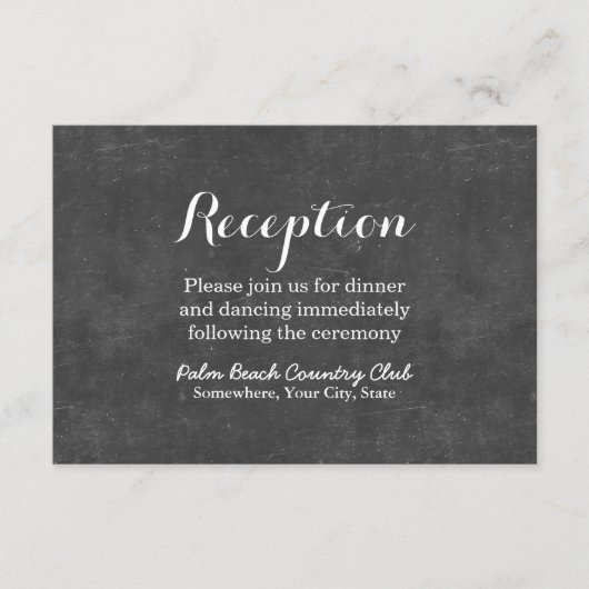 Carte D'accompagnement Réception de mariage élégant tableau noir (Devant)