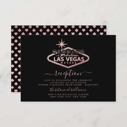 Carte D'accompagnement Réception de mariage élégante à Las Vegas (Devant / Derrière)