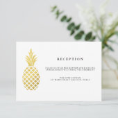 Carte D'accompagnement Réception de mariage élégante au pineapple or (Debout devant)