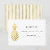 Carte D'accompagnement Réception de mariage élégante au thème ananas doré (Devant / Derrière)