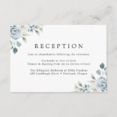 Carte D'accompagnement Réception de mariage élégante aux fleurs bleues po (Devant)