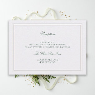 Carte D'accompagnement Réception de mariage élégante aux perles vertes cl
