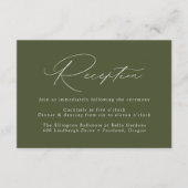 Carte D'accompagnement Réception de mariage élégante et moderne vert oliv (Devant)