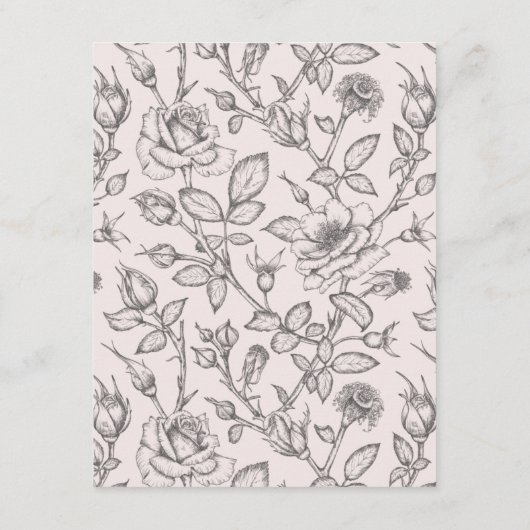 Carte D'accompagnement Réception De Mariage Élégante Rose Vierge (Dos)