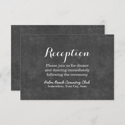 Carte D'accompagnement Réception de mariage élégante sur tableau craie (Devant / Derrière)