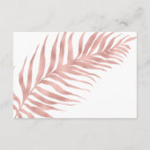Carte D'accompagnement Réception de mariage élégante tropicale rose gold  (Dos)