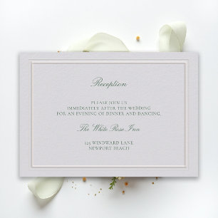 Carte D'accompagnement Réception de mariage élégante verte classique ivoi