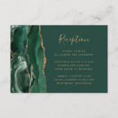 Carte D'accompagnement Réception de mariage Emerald Green Gold Agate (Devant)