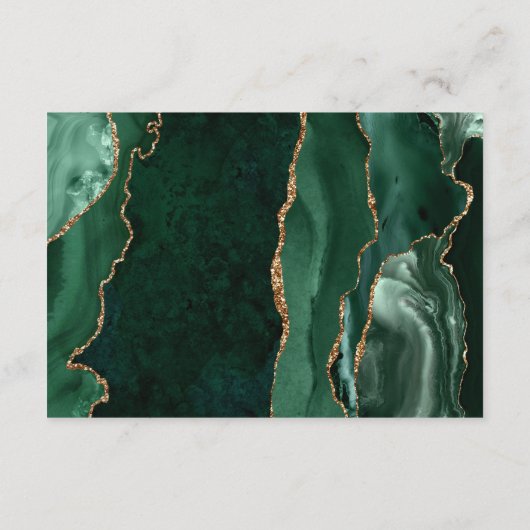 Carte D'accompagnement Réception de mariage Emerald Green Gold Agate (Dos)