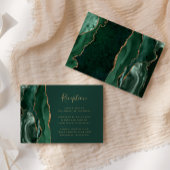 Carte D'accompagnement Réception de mariage Emerald Green Gold Agate