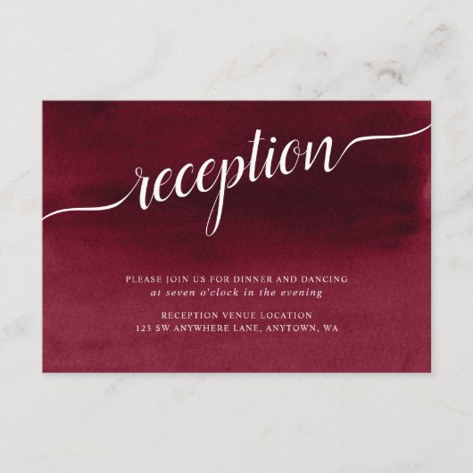 Carte D'accompagnement Réception de mariage en aquarelle de Bourgogne (Devant)