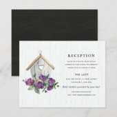 CARTE D'ACCOMPAGNEMENT RÉCEPTION DE MARIAGE EN BOIS BLANC FLORAL (Devant / Derrière)