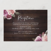 Carte D'accompagnement Réception de mariage en bois rustique mauve (Devant)