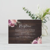Carte D'accompagnement Réception de mariage en bois rustique mauve (Debout devant)