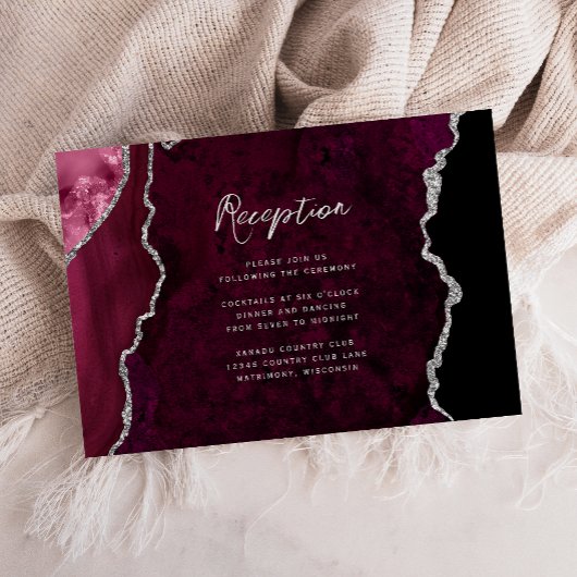 Carte D'accompagnement Réception de mariage en écriture cursive Agate arg