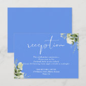 Carte D'accompagnement Réception de mariage en écriture verdure bleu barb (Devant / Derrière)