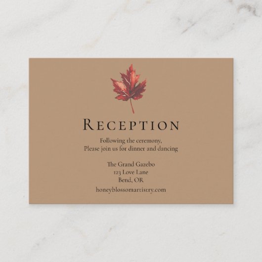 Carte D'accompagnement Réception De Mariage En Terracotta D'Automne Simpl (Devant)