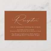 Carte D'accompagnement Réception De Mariage En Terracotta Moderne Et Élég (Devant)