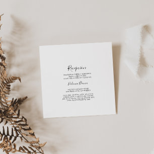 Carte D'accompagnement Réception De Mariage Espagnol Simple