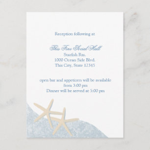Carte D'accompagnement Réception de mariage étoile de mer