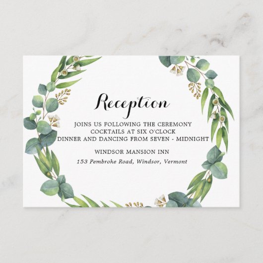 Carte D'accompagnement Réception de mariage eucalyptus (Devant)