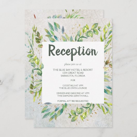 Carte D'accompagnement Réception de mariage Eucalyptus dans la verdure ru (Devant / Derrière)