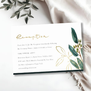 CARTE D'ACCOMPAGNEMENT RÉCEPTION DE MARIAGE EUCALYPTUS GREEN GOLD FOLIAGE