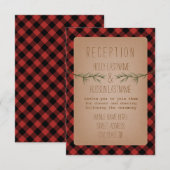 Carte D'accompagnement Réception de mariage Evergreen à carreaux de bûche (Devant / Derrière)