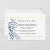 Carte D'accompagnement Réception de mariage Feuille Eucalyptus géométriqu (Devant / Derrière)