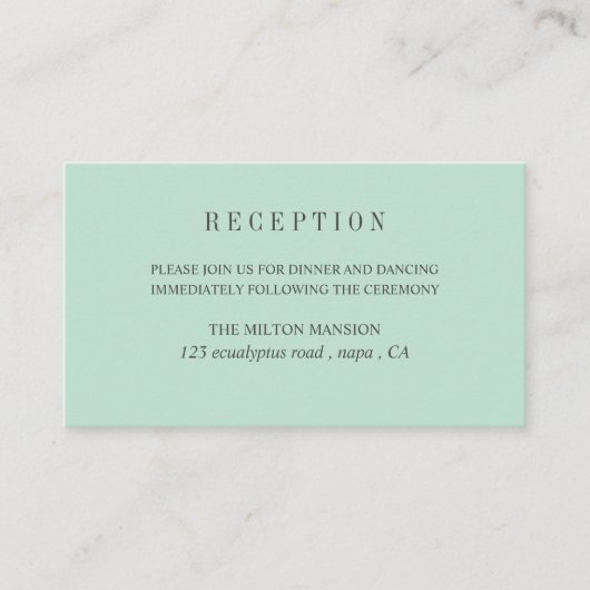 Carte D'accompagnement Réception de mariage feuille fraîche Eucalyptus (Devant)