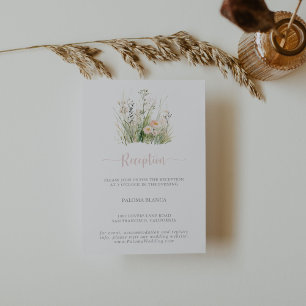 Carte D'accompagnement Réception de mariage Fleur sauvage Boho verdoyante