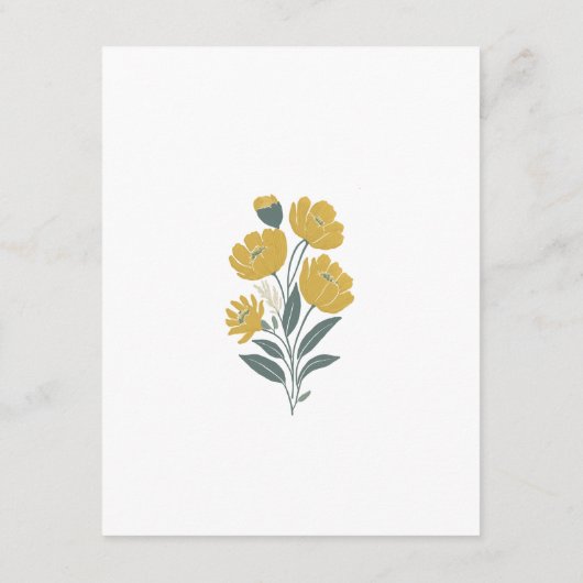 Carte D'accompagnement Réception de mariage fleuri jaune betercup (Dos)