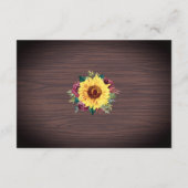 Carte D'accompagnement Réception de mariage fleurie de tournesol rustique (Dos)
