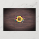 Carte D'accompagnement Réception de mariage fleurie de tournesol rustique (Dos)