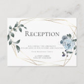 Carte D'accompagnement Réception de mariage | Fleurs aquarelles bleu pous (Devant)