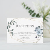 Carte D'accompagnement Réception de mariage | Fleurs aquarelles bleu pous (Debout devant)