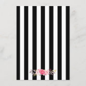 Carte D'accompagnement Réception de mariage Fleurs Or Noir Blanc Rayures (Dos)